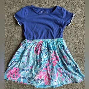 Lilly Pulitzer Blue Top with Pink Floral Skirt Dress